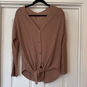 Women's Brown Button-Up Top